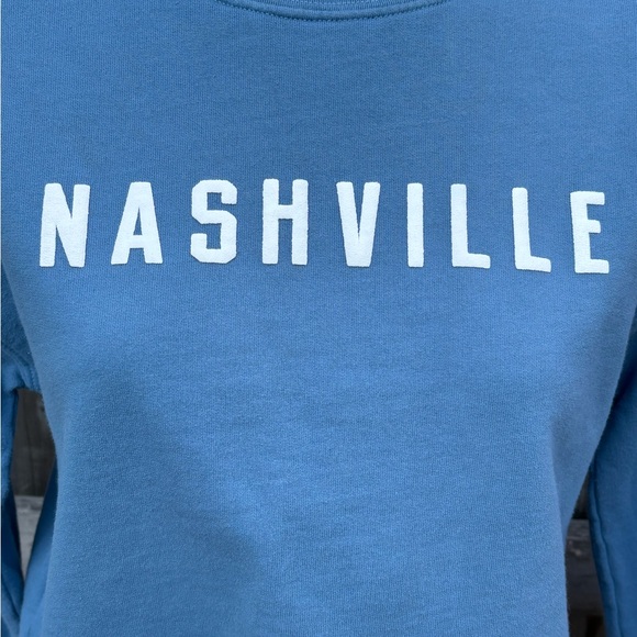The NASH Collection Nashville Blue Cropped Crewneck Sweatshirt w/ NASHVILLE - Picture 2 of 4